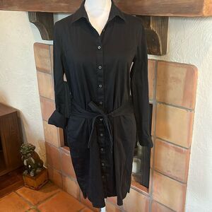 Untuckit Black Stretch Cotton Angelina Shirt Dress, size 8